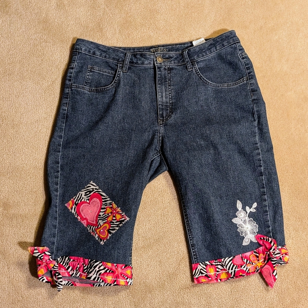 Women's Lee Riders Denim Bedazzled Bermuda Shorts | Summer, Colorful Size‎ 14